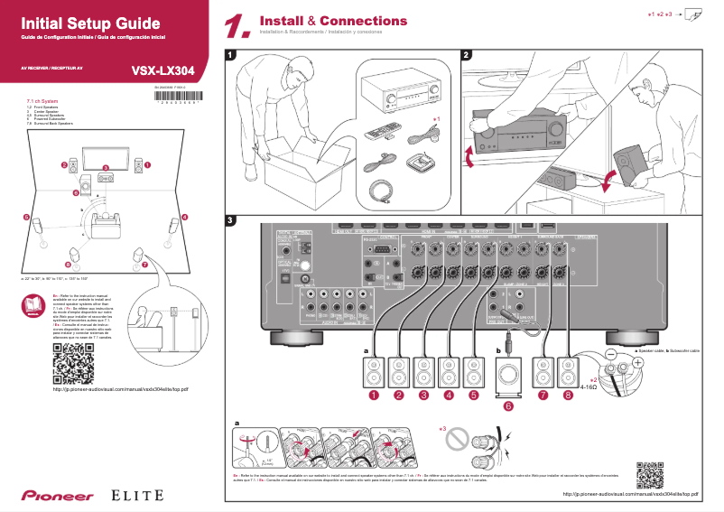 Image de la première page du manuel de l'appareil Elite VSX-LX304