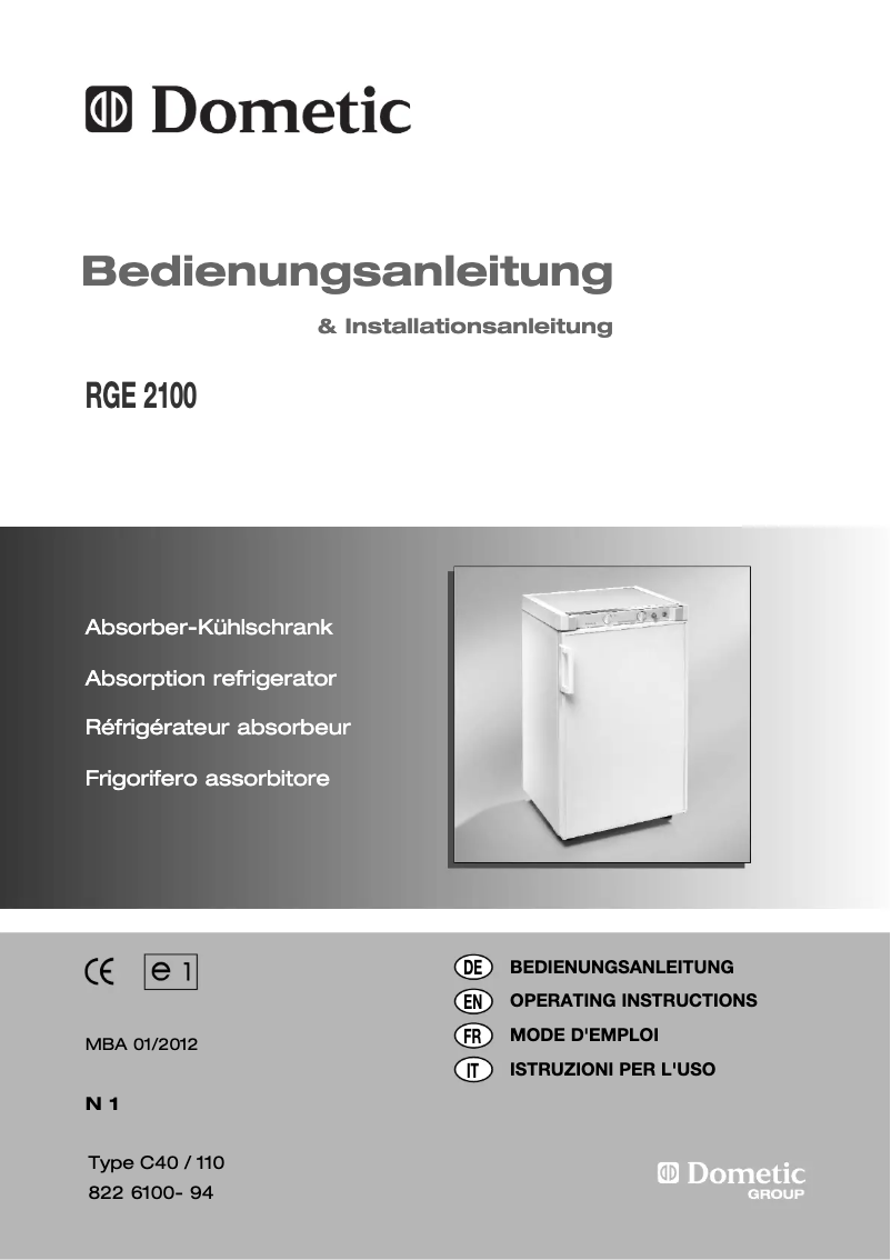 Page 1 de la notice Mode d'emploi Dometic RGE2100