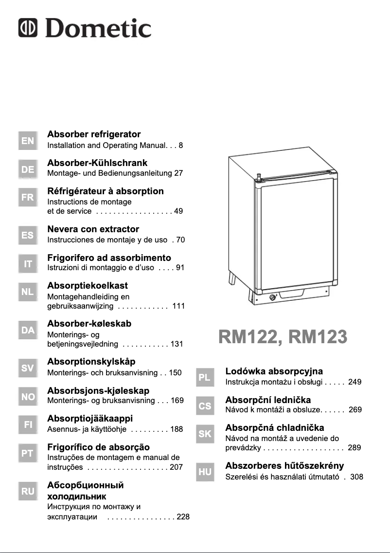 Imagen de la primera página del manual del dispositivo RM 122