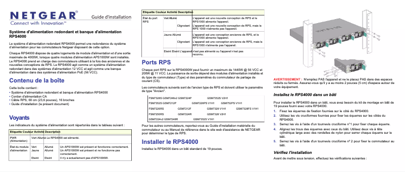 Page n°1 - Manuel utilisateur Netgear RPS4000