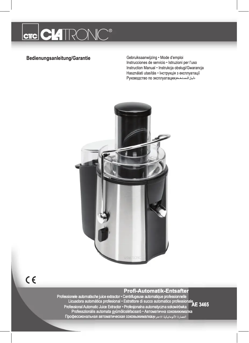 Page 1 de la notice Manuel utilisateur Clatronic AE 3465