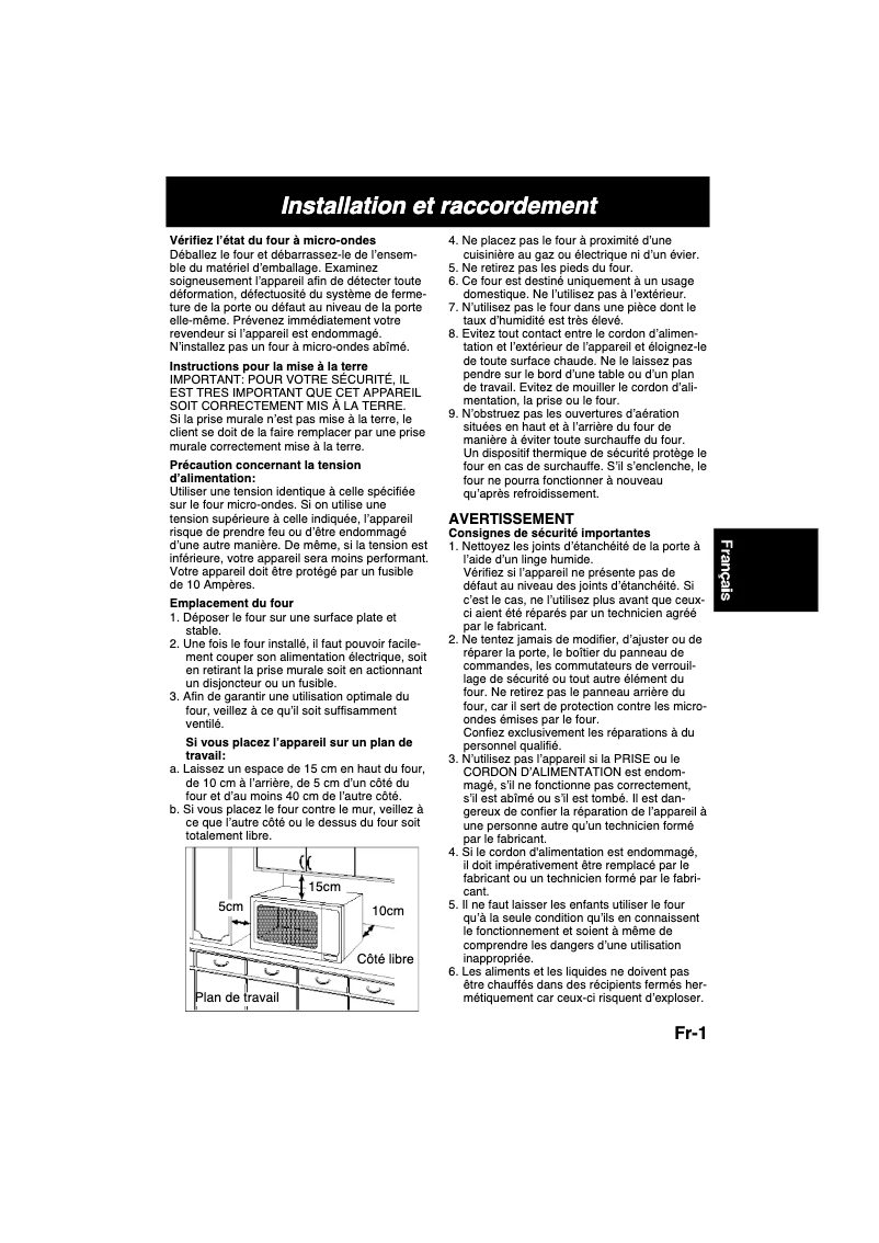 Page 1 de la notice Manuel utilisateur Panasonic NN-E252