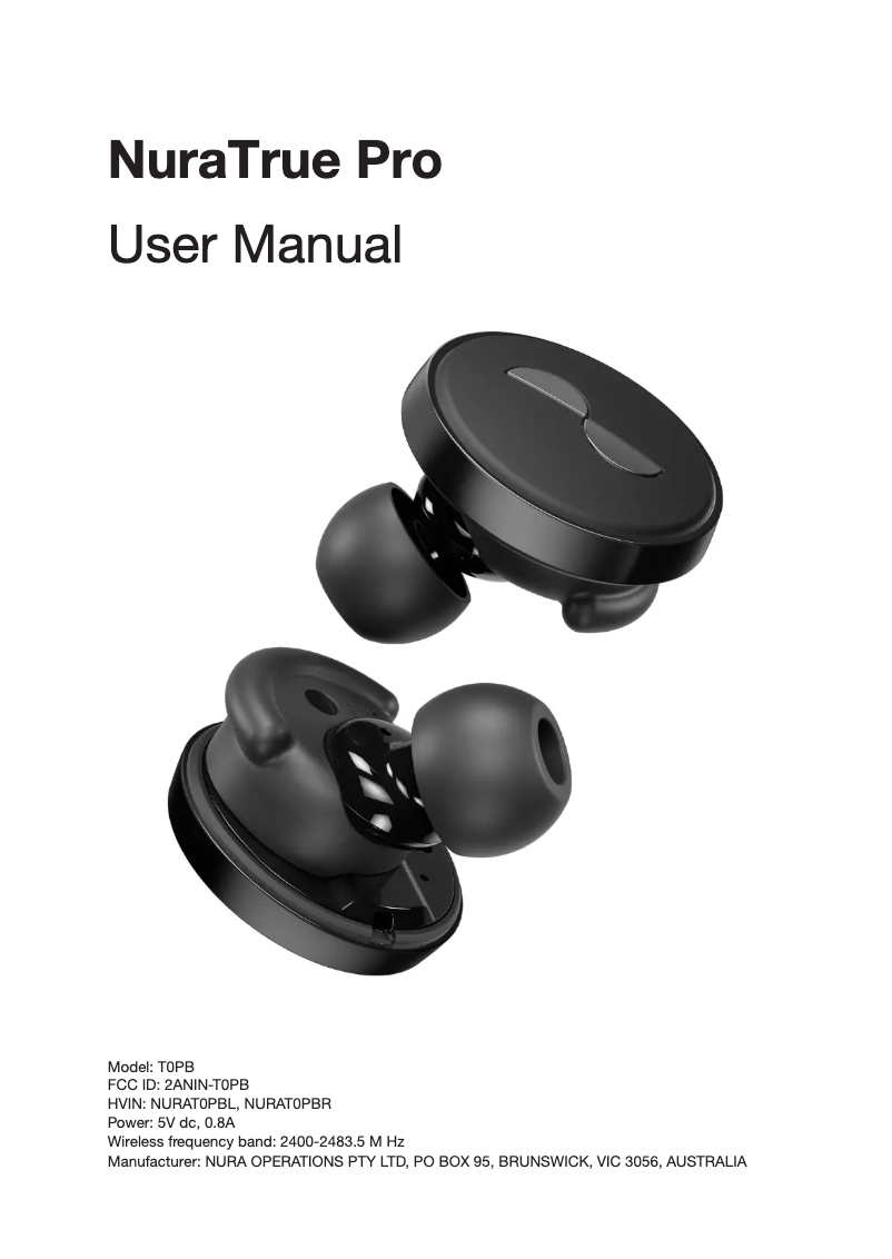 Página 1 del manual Manual de usuario Nura True Pro T0PB