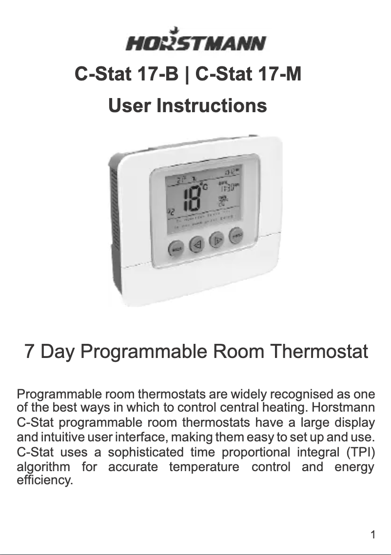 Page n°1 - Manuel utilisateur Horstmann C-Stat 17-B