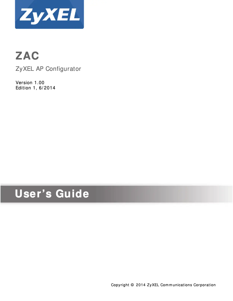 Page n°1 - Manuel utilisateur ZyXEL AP Configurator