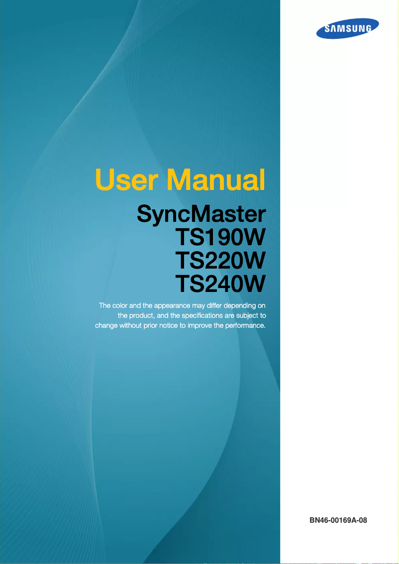 Page 1 de la notice Manuel utilisateur Samsung SyncMaster TS190W