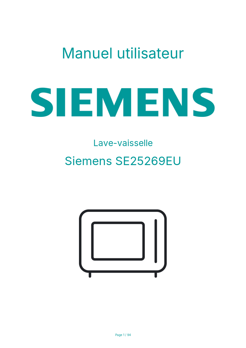 Page n°1 - Manuel utilisateur Siemens SE25269EU