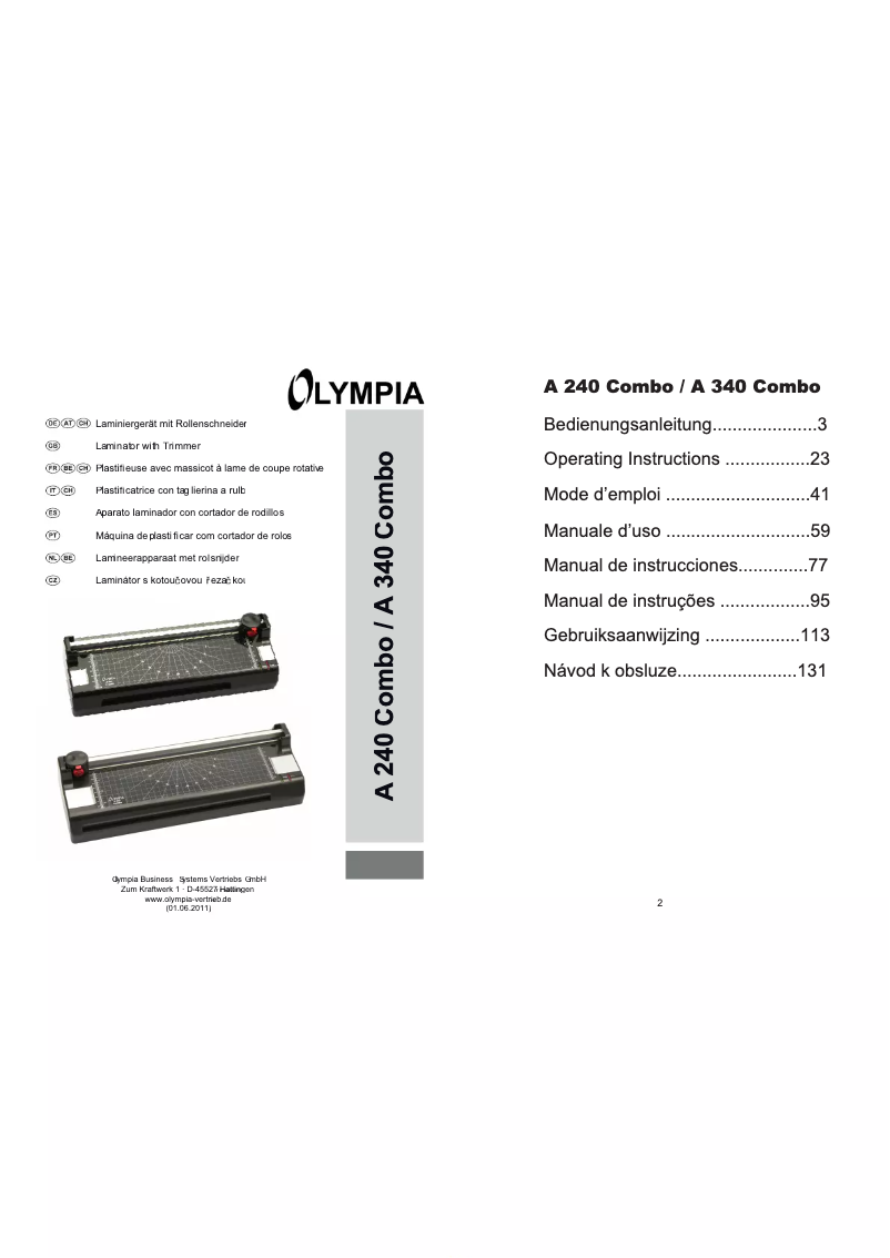 Page n°1 - Manuel utilisateur Olympia A 240 Combo