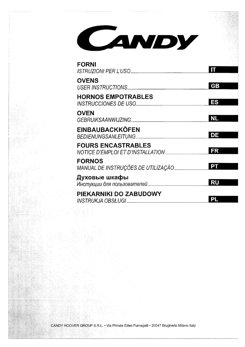 Page n°1 - Manuel utilisateur Candy FVP 729 X