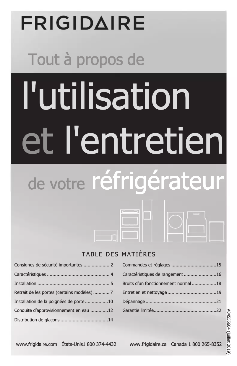 Page n°1 - Manuel utilisateur Frigidaire FFTR2021TB