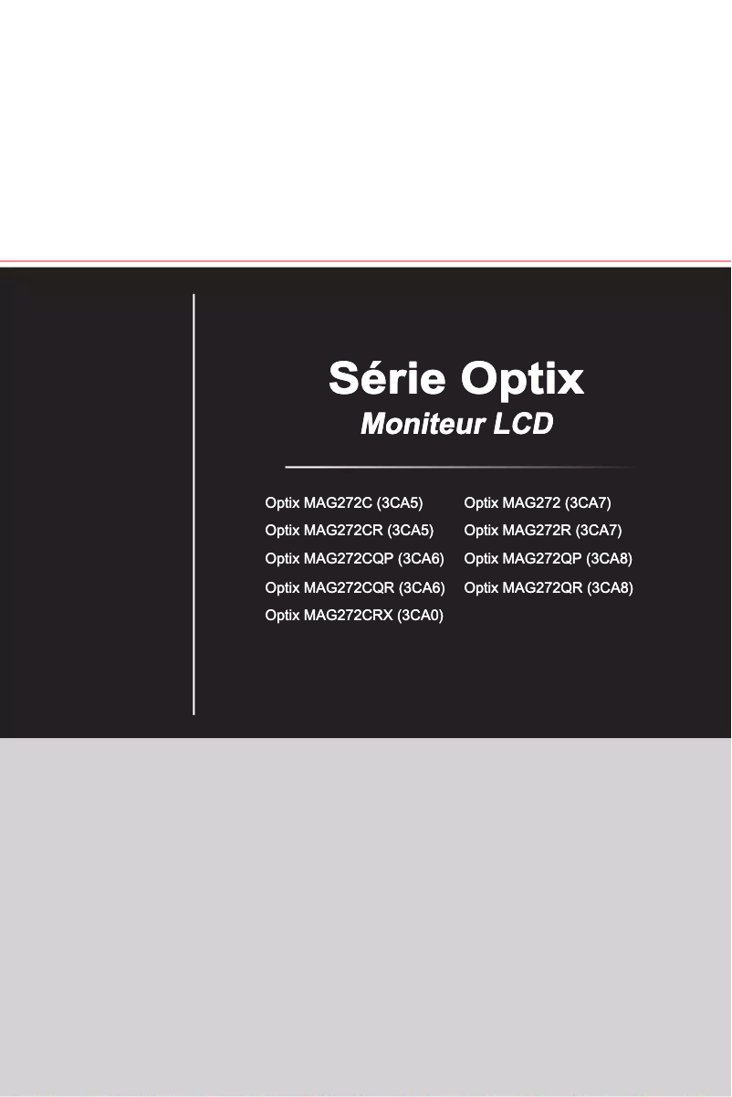 Image de la première page du manuel de l'appareil Optix MAG272CRX