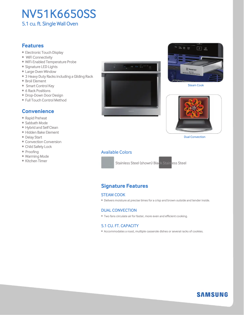 Page 1 de la notice Informations de garantie Samsung NV51K6650SS