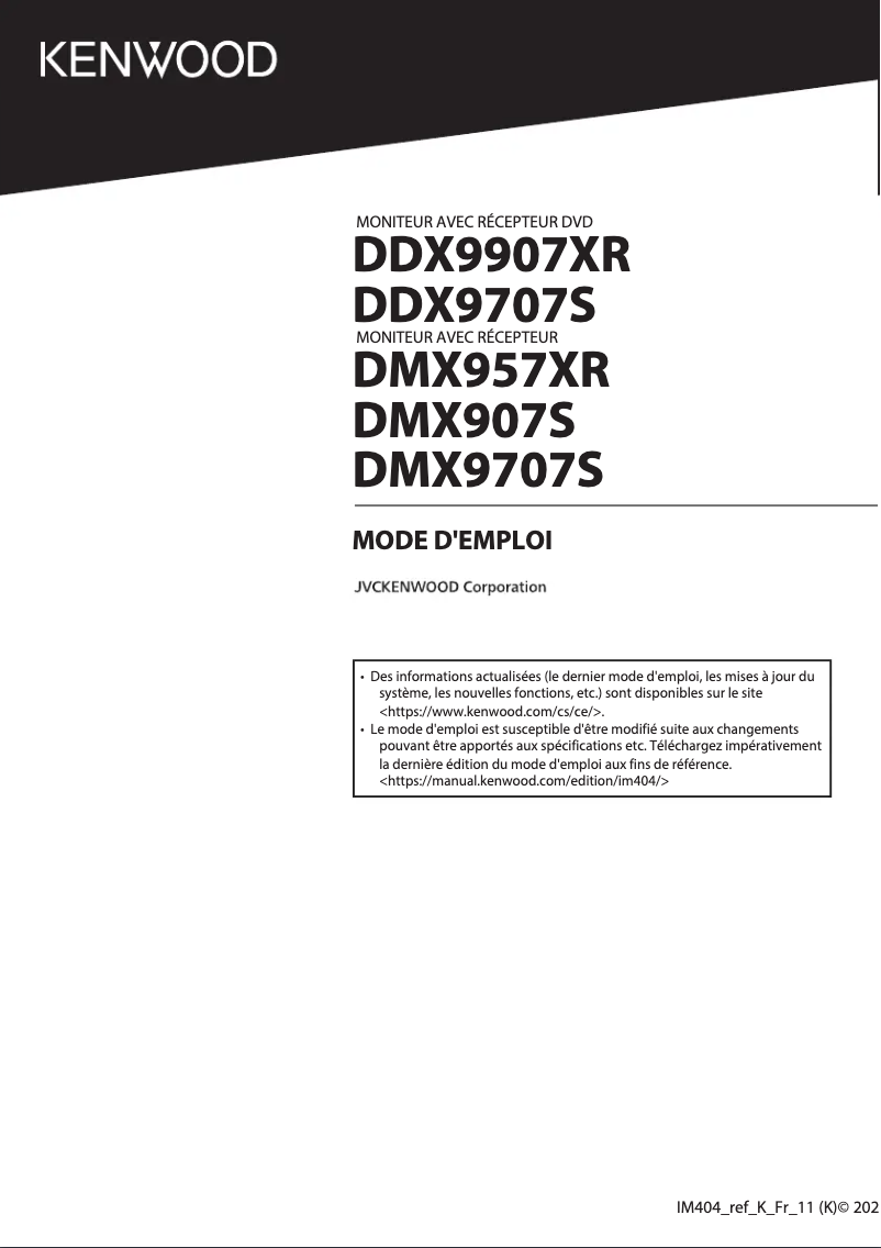 Page n°1 - Manuel utilisateur Kenwood DMX957XR