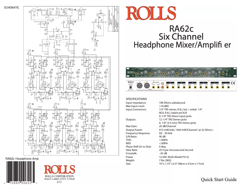 Page 1 de la notice Manuel utilisateur Rolls RA62c