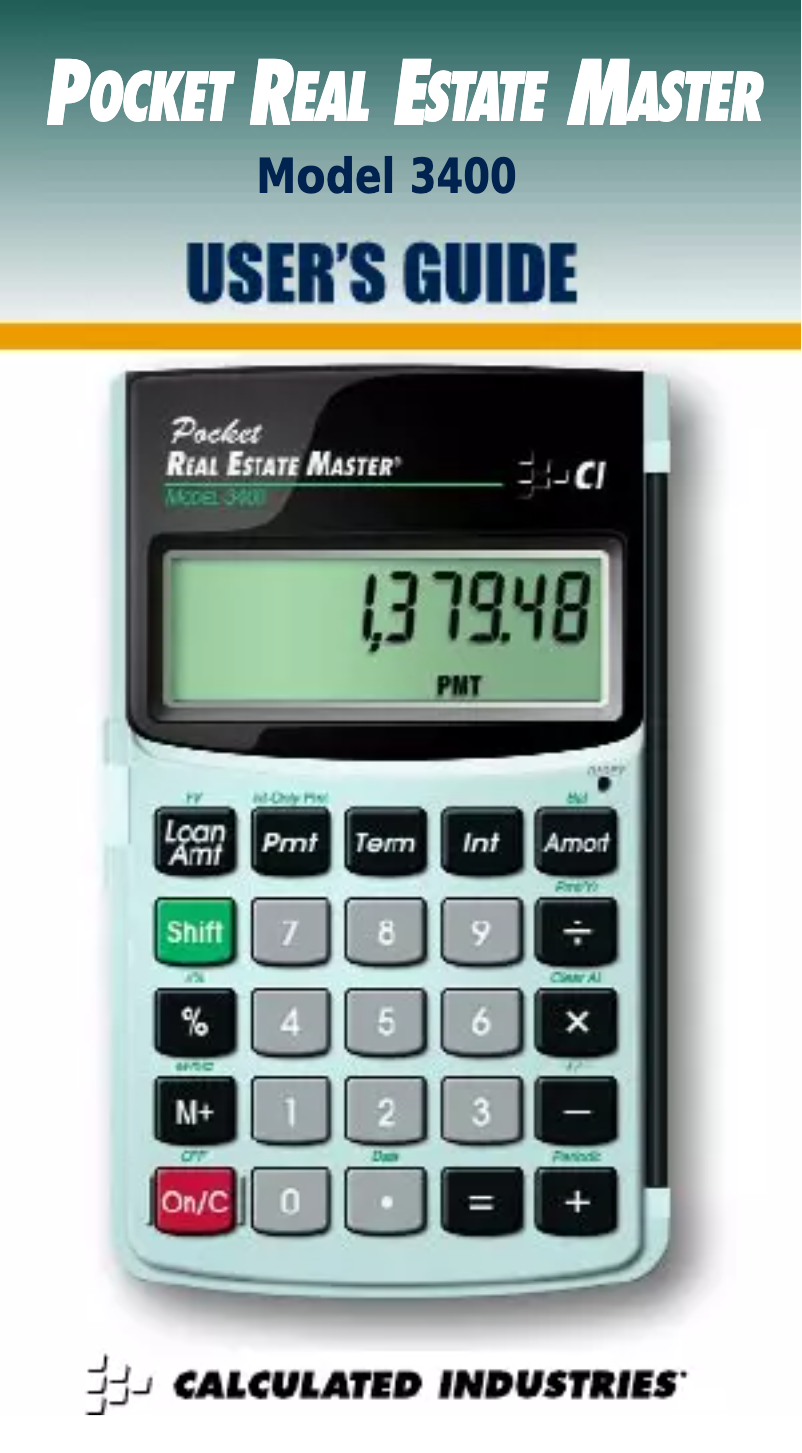 Page 1 de la notice Manuel utilisateur Calculated Industries Real Estate Master