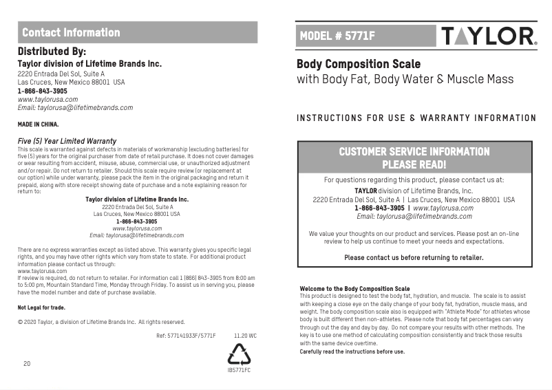 Image de la première page du manuel de l'appareil 577141933F