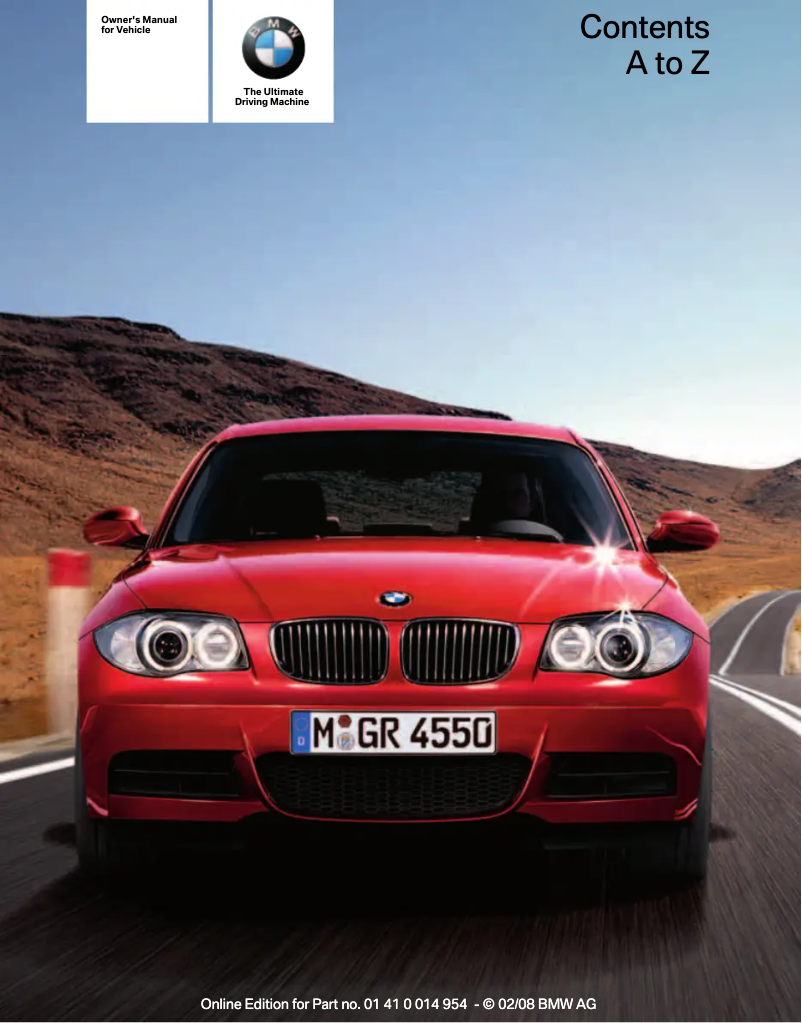 Page 1 de la notice Manuel utilisateur BMW 1 Series Convertible (2008)
