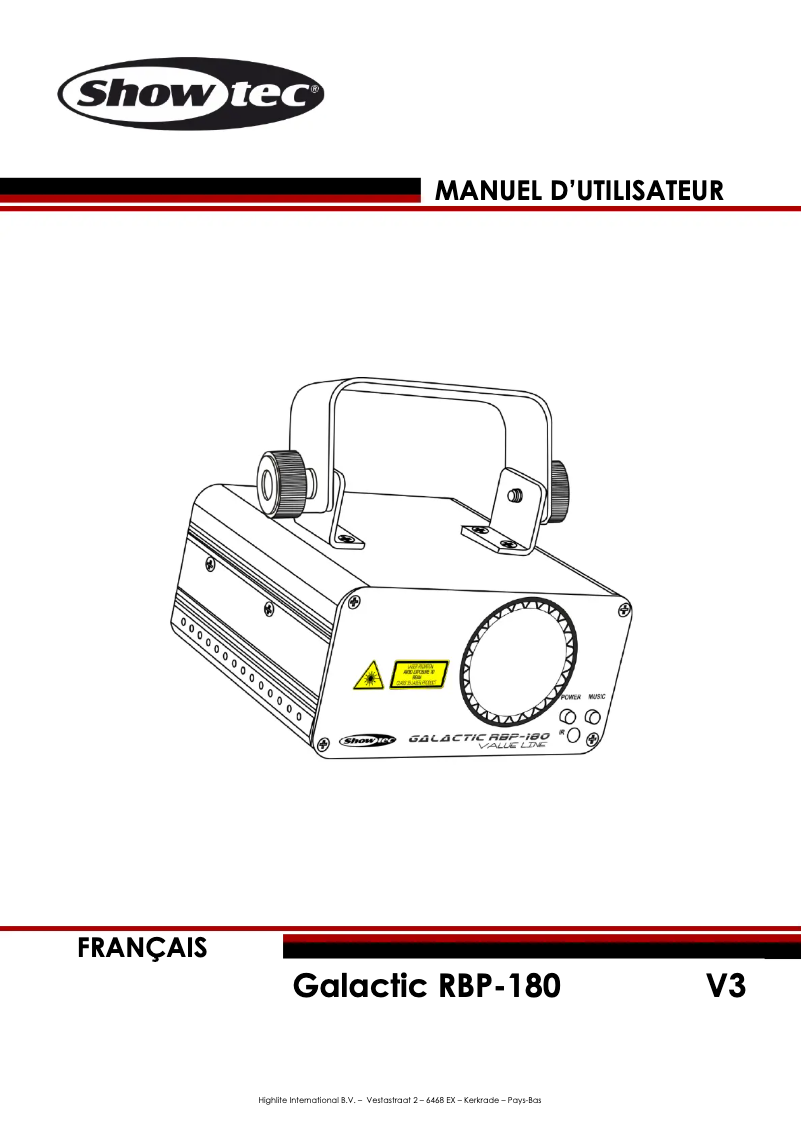 Page n°1 - Manuel utilisateur Showtec Galactic RBP-180