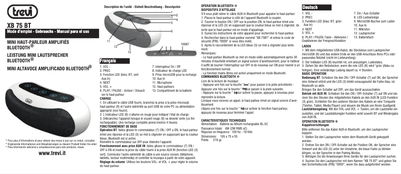 Page n°1 - Manuel utilisateur Trevi XB 75 BT
