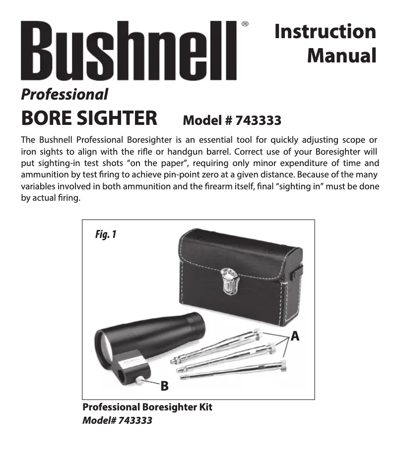 Page n°1 - Manuel utilisateur Bushnell 743333