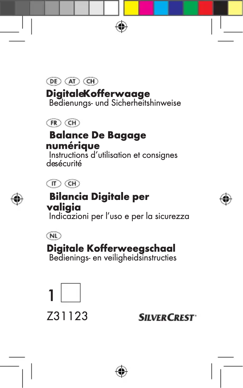 Page n°1 - Manuel utilisateur SilverCrest Z31123