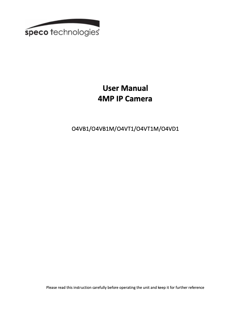 Page 1 de la notice Manuel utilisateur Speco Technologies O4VB1M