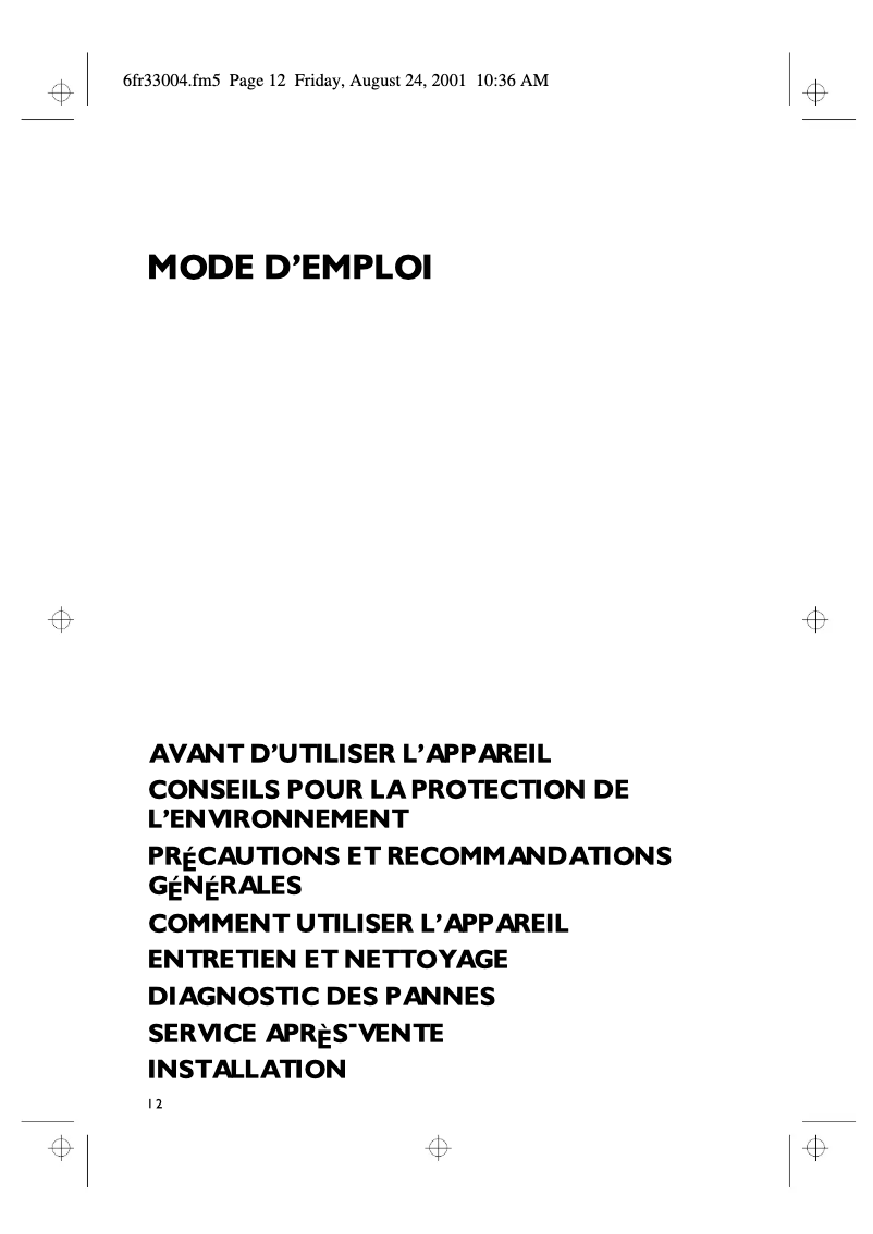 Image de la première page du manuel de l'appareil HOO 523 W