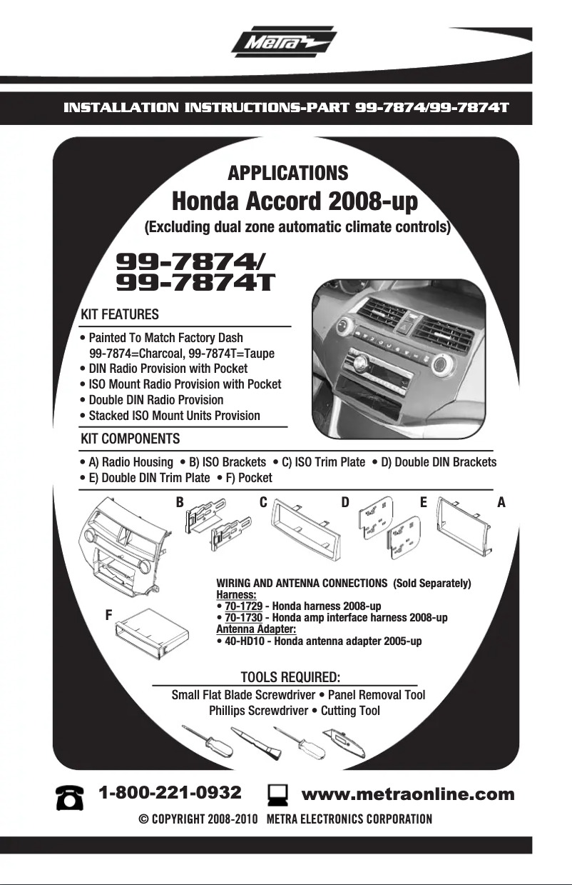 Page n°1 - Mode d'emploi Metra 99-7874T