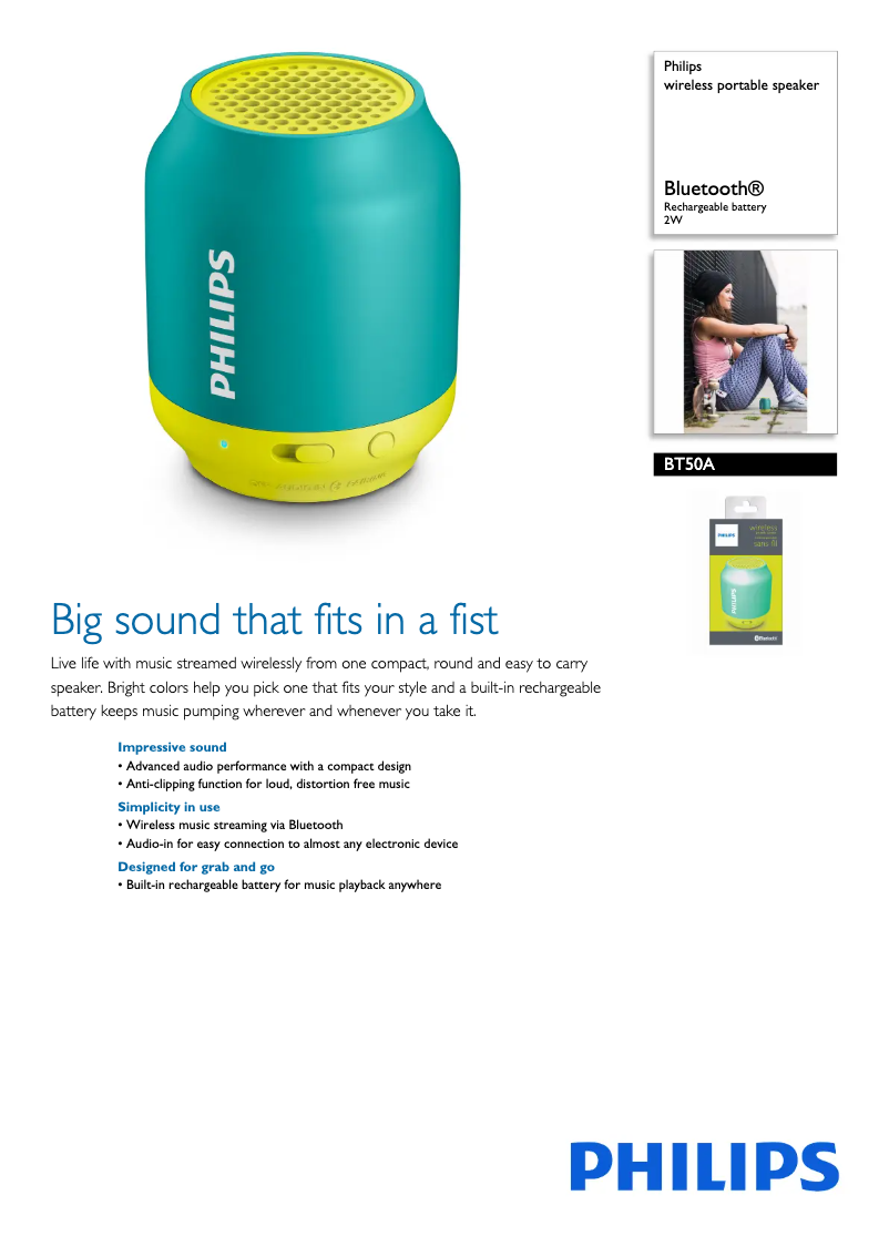 Page n°1 - Fiche technique Philips BT50A