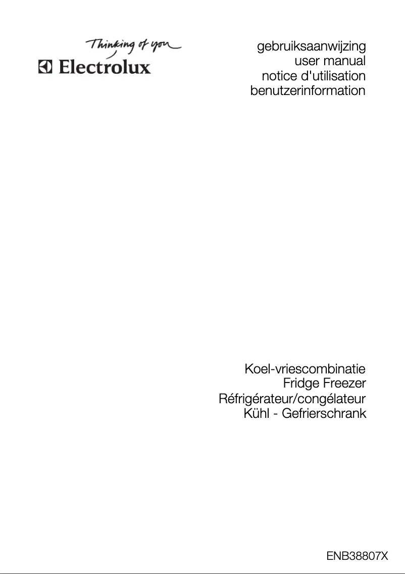 Page 1 de la notice Manuel utilisateur Electrolux ENB 38807 X