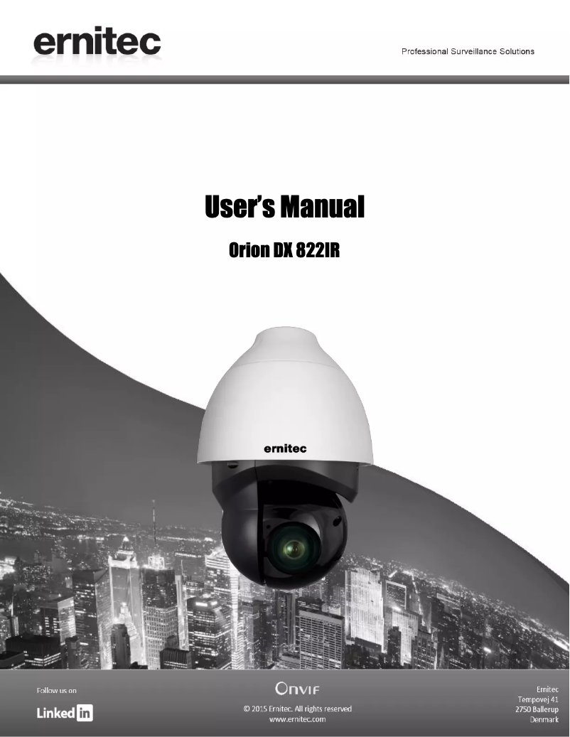 Page 1 de la notice Manuel utilisateur Ernitec ORION DX 822IR