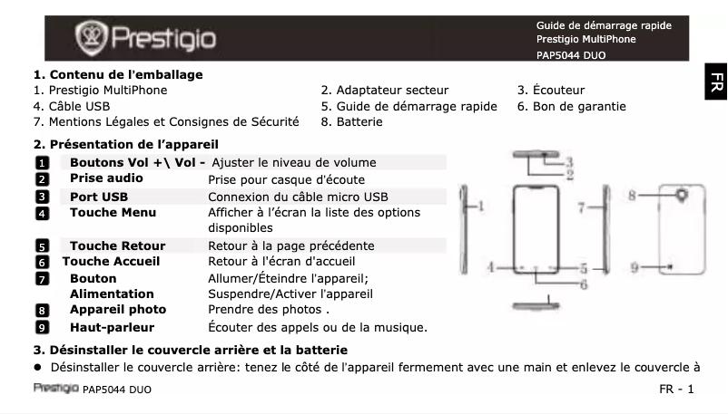 Page n°1 - Manuel utilisateur Prestigio MultiPhone 5044 DUO