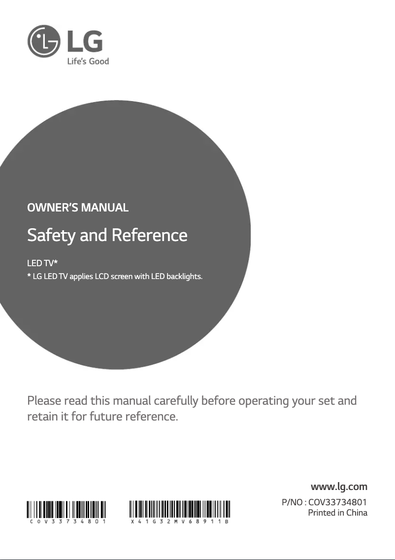 Page 1 de la notice Manuel utilisateur LG 32LH500D