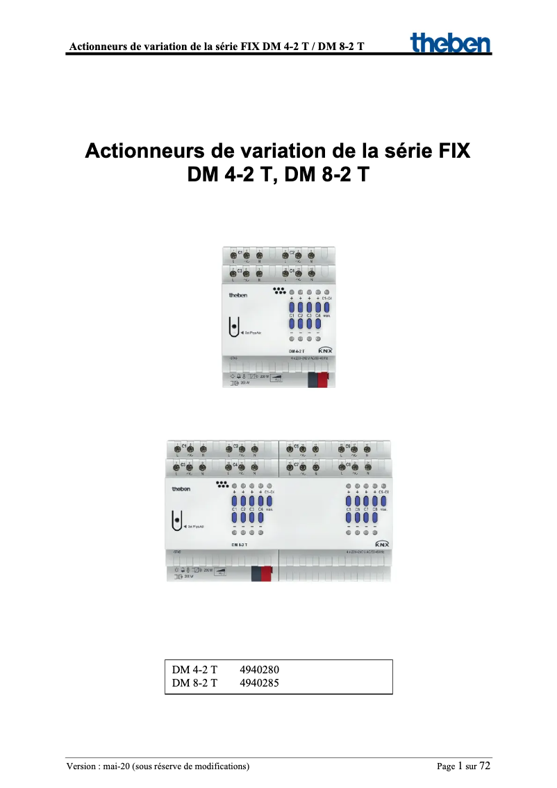 Image de la première page du manuel de l'appareil DM 4-2 T KNX