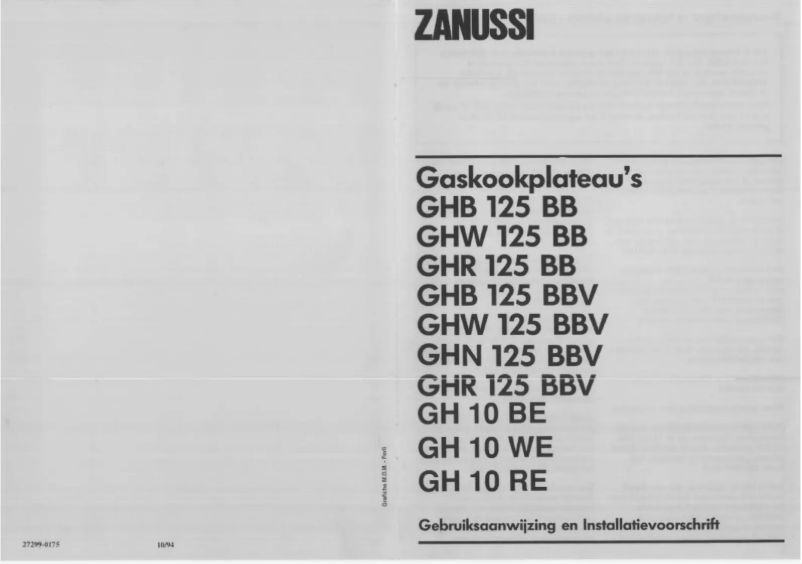 Page n°1 - Manuel utilisateur Zanussi GHR125BB