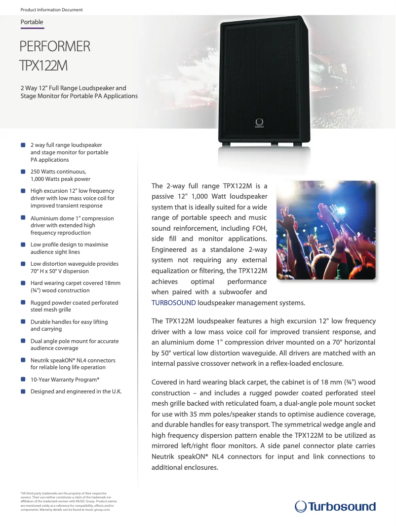 Image de la première page du manuel de l'appareil Performer TPX122M