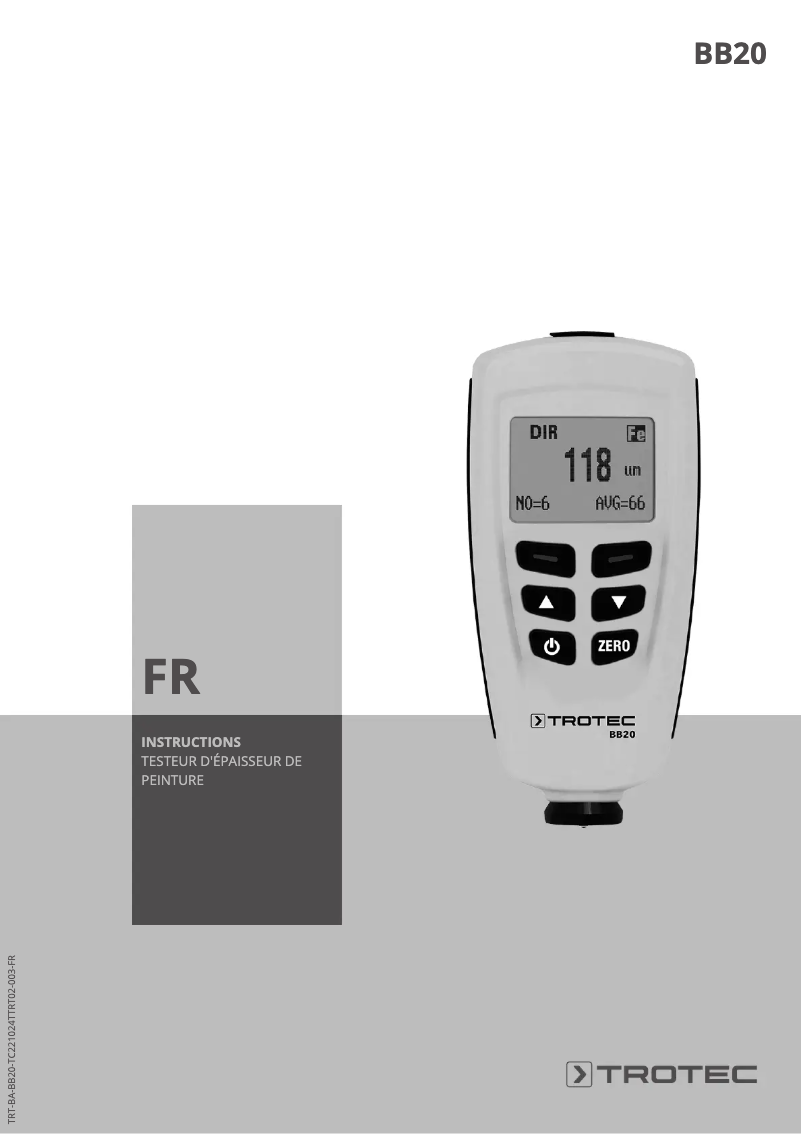 Page 1 de la notice Manuel utilisateur Trotec BB20