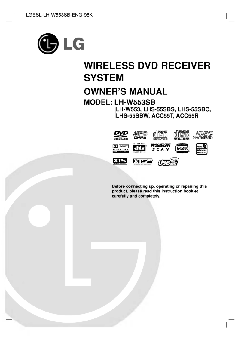 Page n°1 - Manuel utilisateur LG LH-W553SB