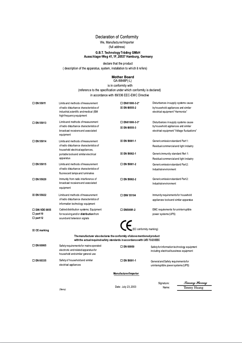 Image de la première page du manuel de l'appareil GA-8I848P