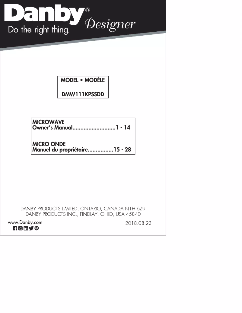 Página 1 del manual Manual de usuario Danby DMW111KPSSDD