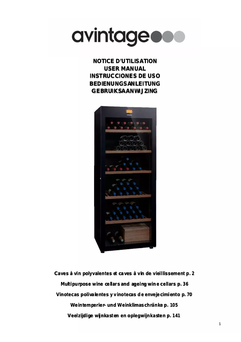 Page 1 de la notice Manuel utilisateur Avintage DVA265PA
