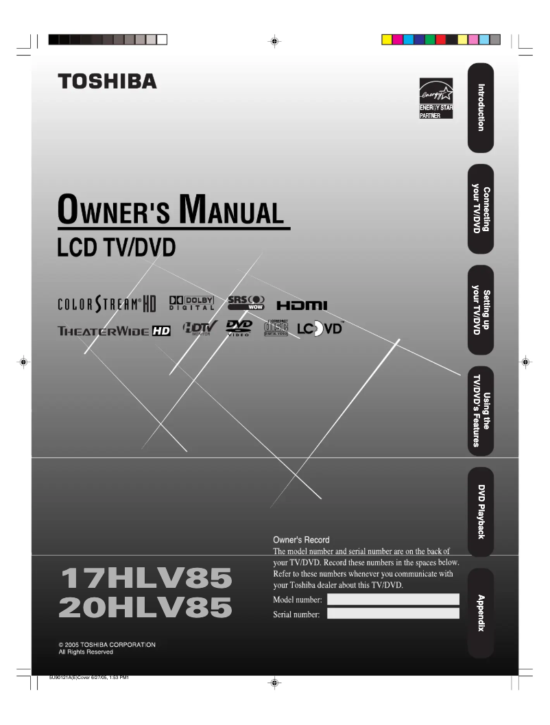 Page n°1 - Manuel utilisateur Toshiba 17HLV85