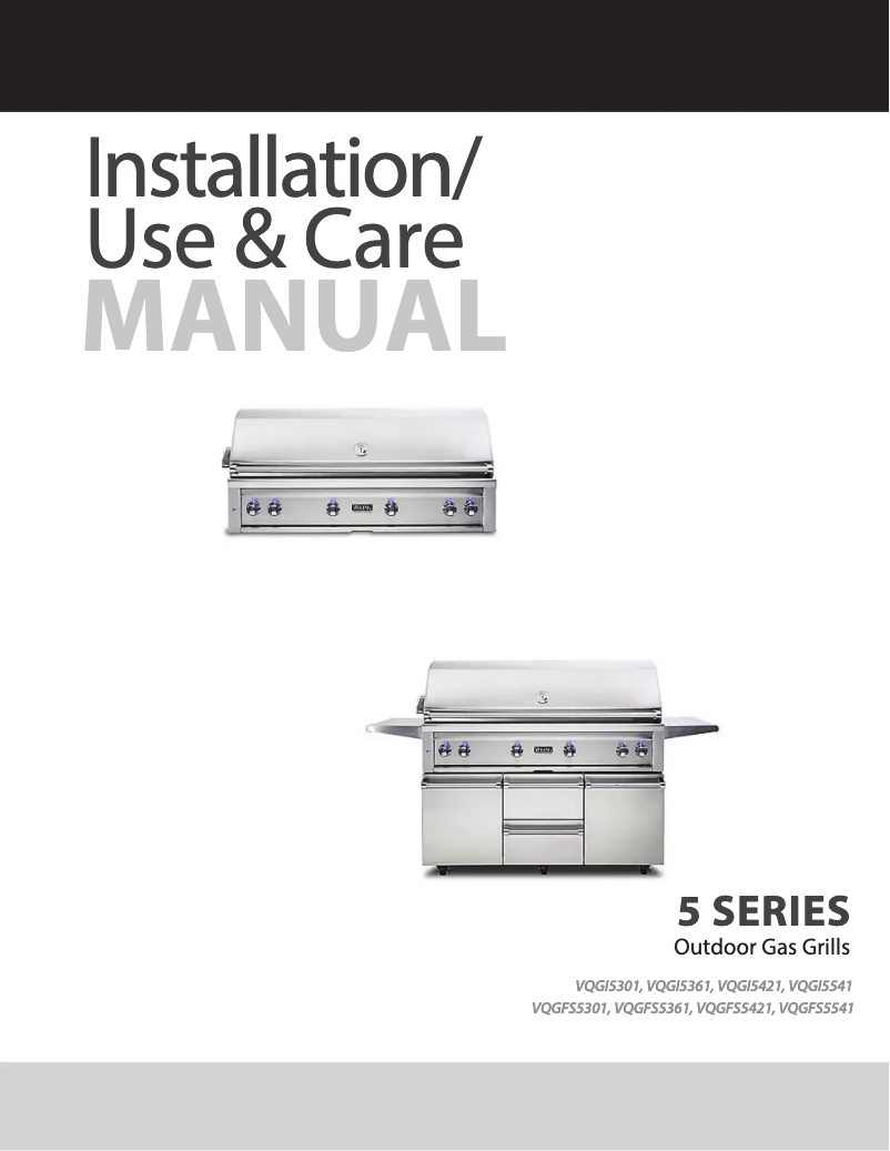 Page n°1 - Guide d'installation Viking VQGI5421LSS