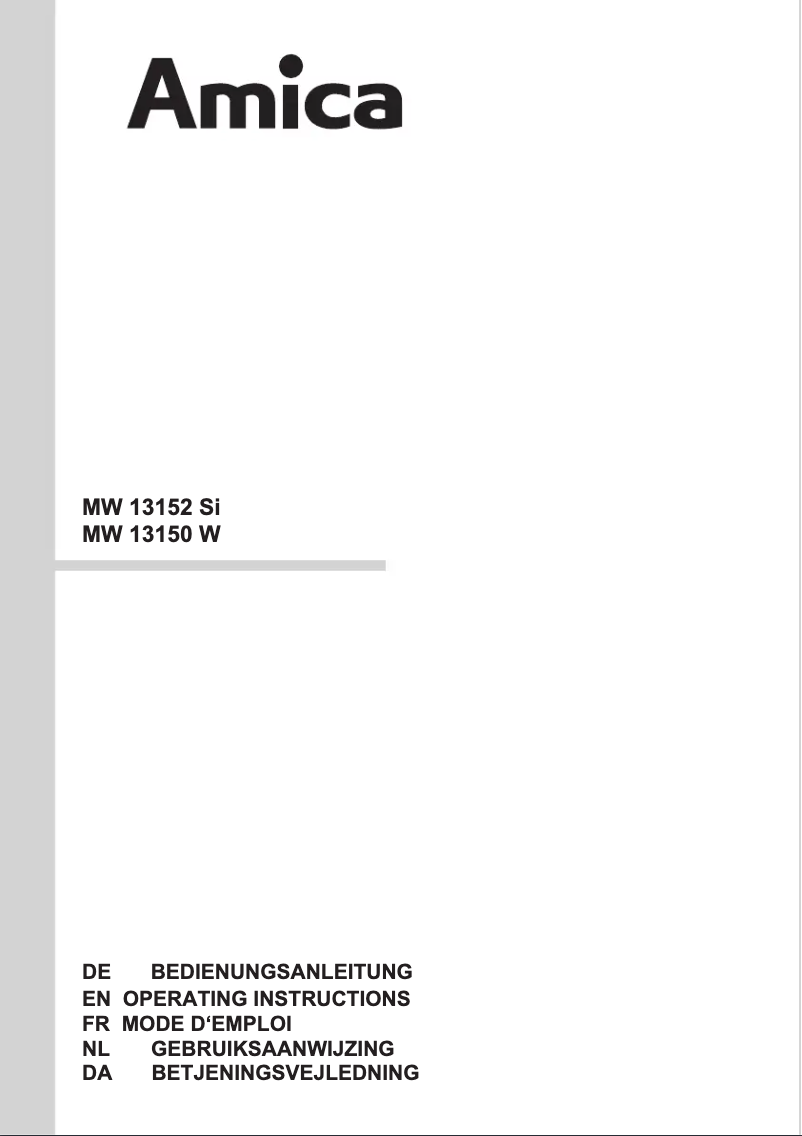 Page n°1 - Manuel utilisateur Amica MW 13152 Si