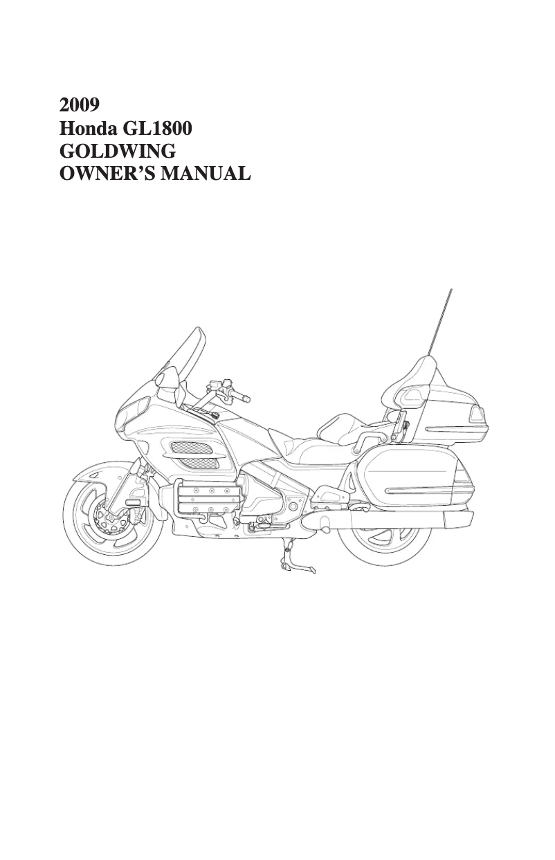 Image de la première page du manuel de l'appareil Goldwing GL1800 (2009)
