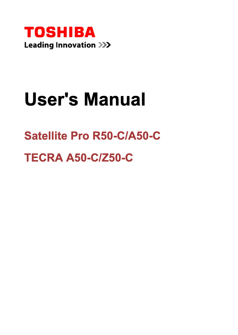 Image de la première page du manuel de l'appareil Satellite Pro R50