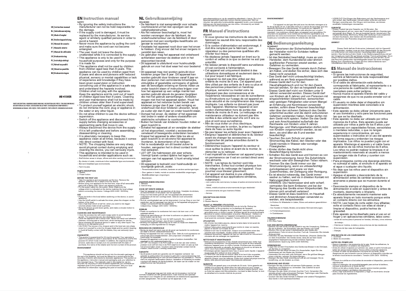 Page 1 de la notice Manuel utilisateur TriStar MX-4150ER