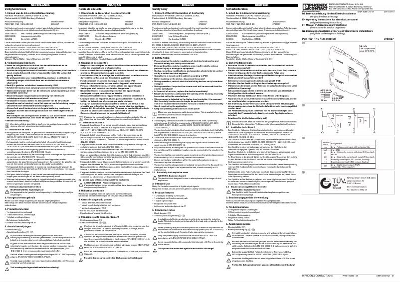 Page n°1 - Manuel utilisateur Phoenix Contact PSR-PS21-1NO-1NC-24DC-SC
