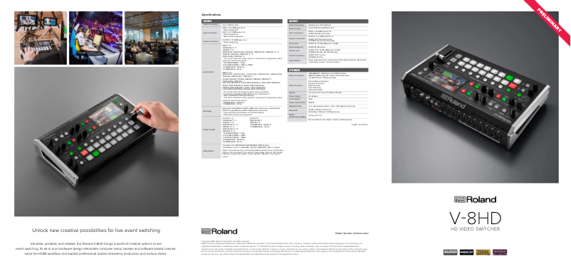 Page 1 de la notice Brochure Roland V-8HD