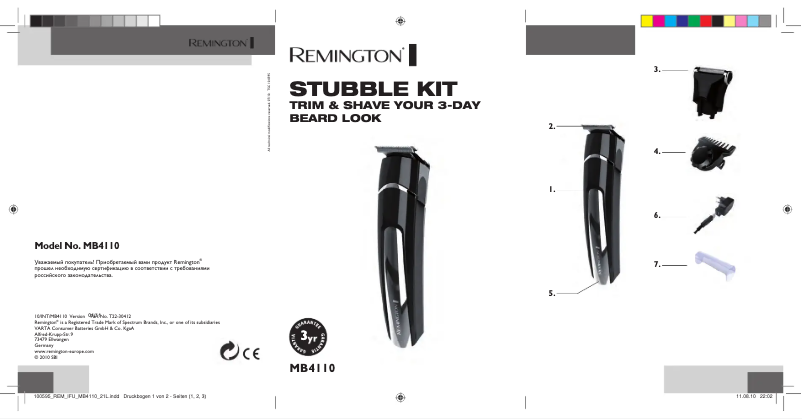 Page n°1 - Manuel utilisateur Remington MB4110 Stubble Kit